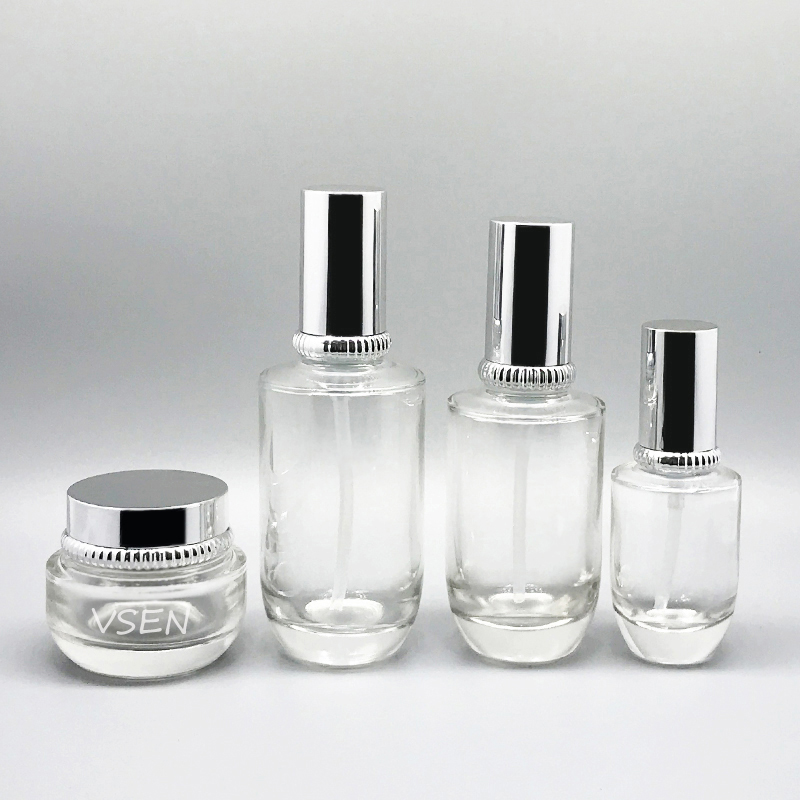 石榴瓶子套装 银色化妆品玻璃瓶现货 乳液按压瓶(图7)